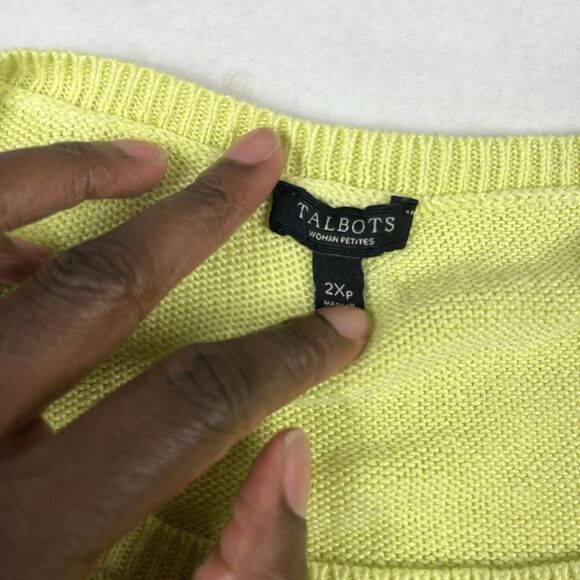 Talbots Linen Knit Sweater Tank Green 2XP Sleeveless Cottagecore Minimalist Top - Picture 4 of 10